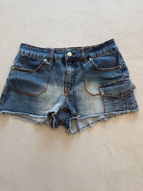 PTCL Ethical Clothing Faded Blue Denim Cargo Cutoff Shorts